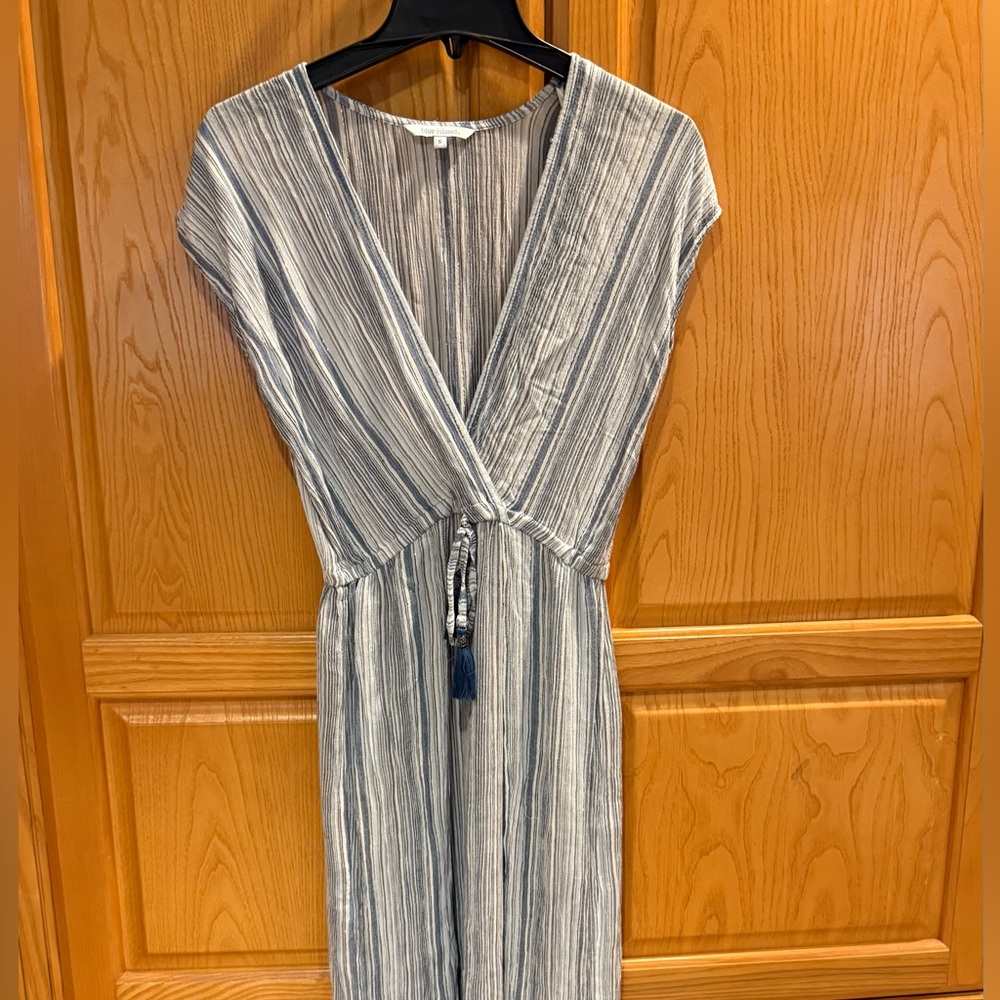 Blue Island Blue Striped Metallic Boho Coverup Maxi Dress Size Small - Picture 3 of 8